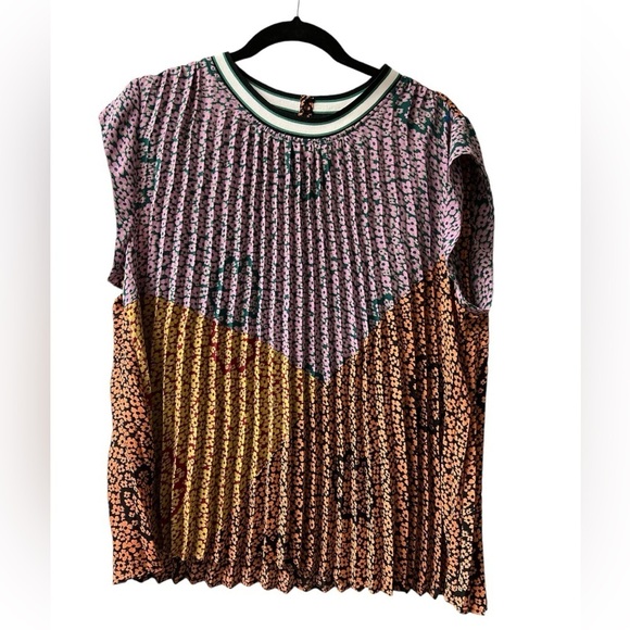 BLACK RAINN Sleeveless Pleated Blouse Women’s Colorful Patchwork Blouse - Size L - Picture 4 of 6